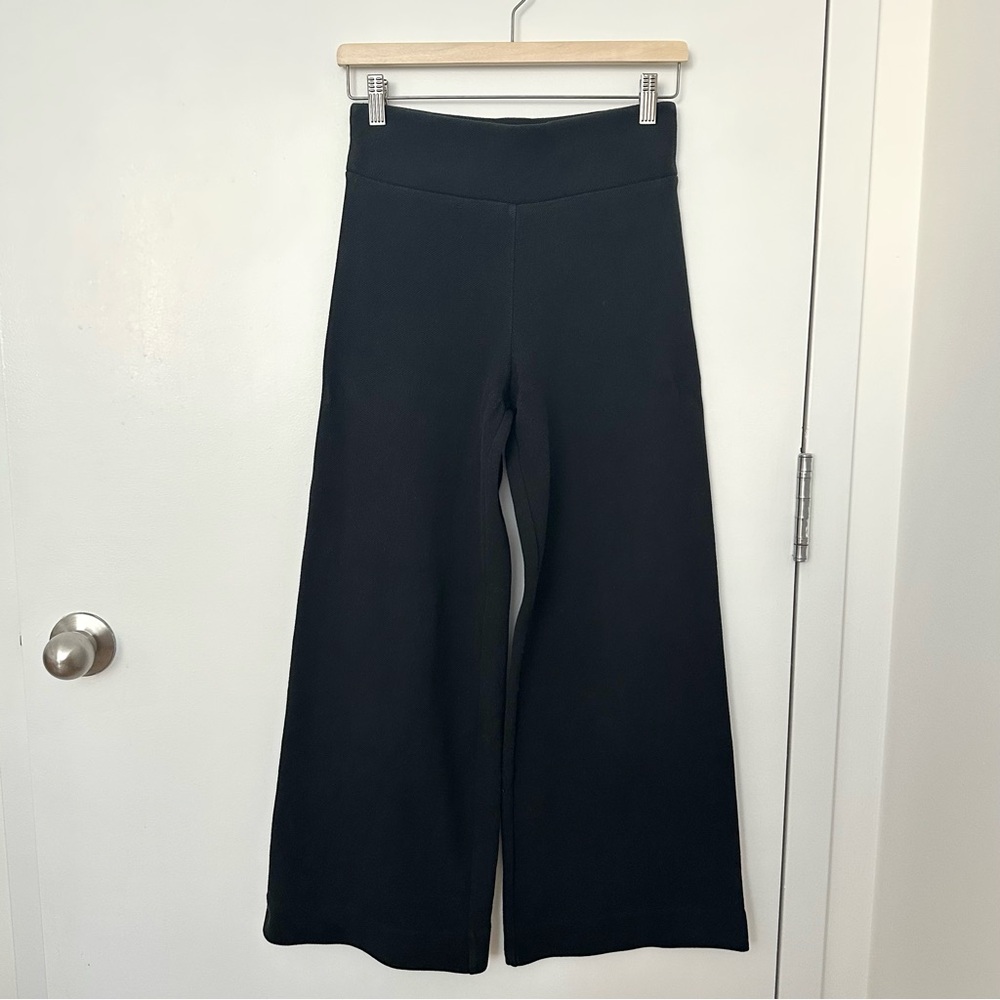 COS Knit Cotton Wide-Leg Pants Black